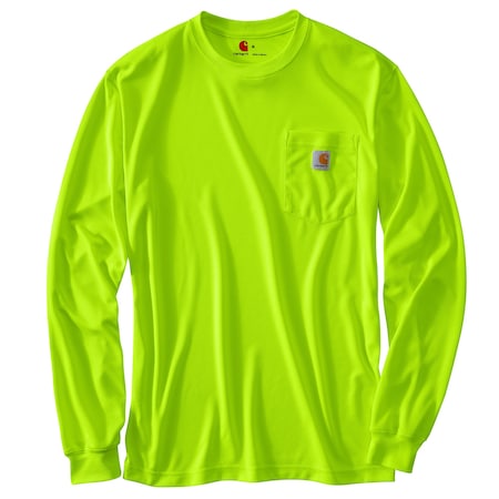 Carhartt Men's HV Force Color Enhanced LS Tee XS REG Long Sleeve Relaxed Brite Lime TK0494-M / 100494-323XSREG